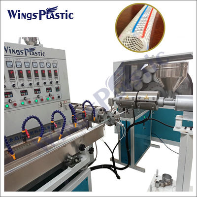 Tre strati di fibra di PVC rinforzato intrecciatura Garde tubo di tubatura di estrussione macchina di produzione di produzione